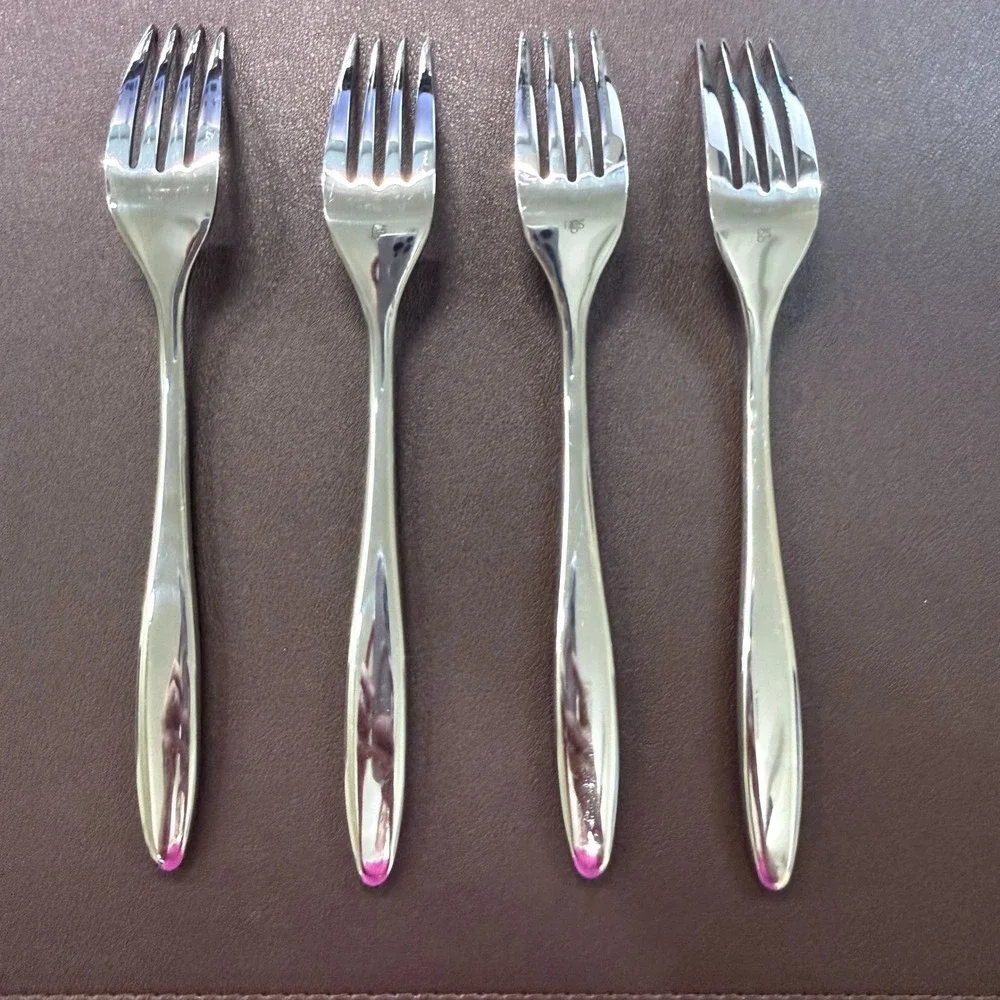 Gourmet Settings Exotic Stainless Steel Dinner Forks Set of 4‎ Silver 8 Inch